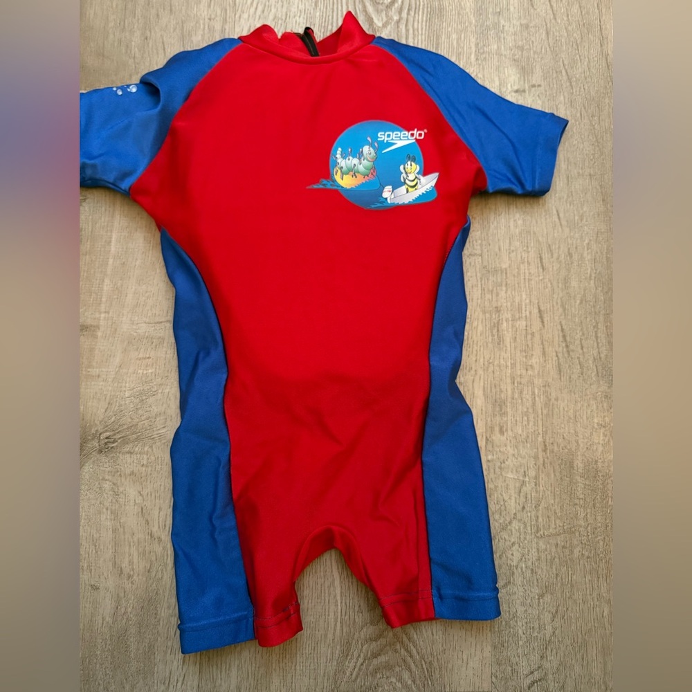 NEW Speedo one piece shortie with built in floatie chest baby toddler boy size S